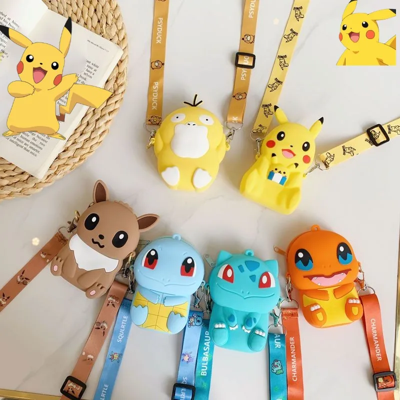 

Pokemon Cartoon Silicone Coin Purse Kawaii Pikachu Bulbasaur Eevee Psyduck Squirtle Charmander Doll Anime Storage Bag Kids Gift