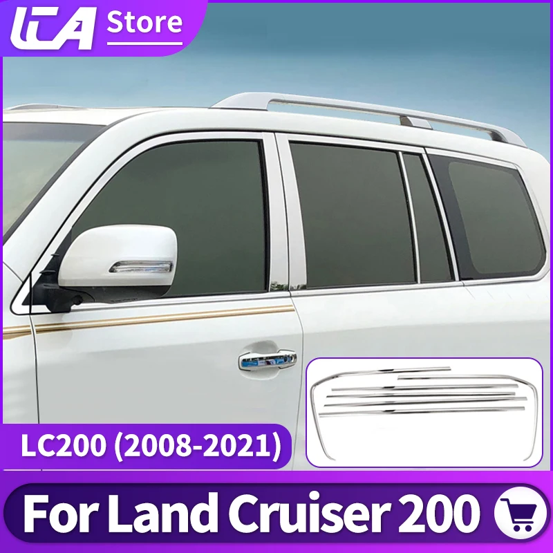 For Toyota Land Cruiser 200 2008-2021 2020 2019 Window Stainless Steel Decoration LC200 FJ200 Car Body Modification Accessories