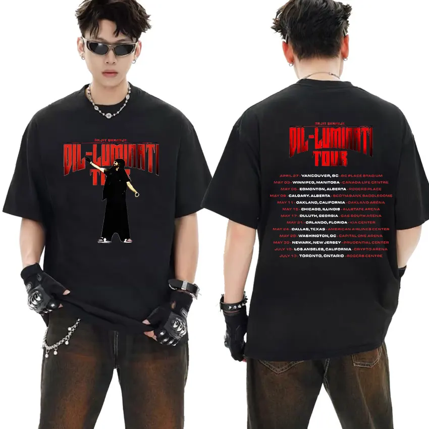 Футболка Diljit Dosanjh Dil-Luminati 2024 Мужская винтажная Модная хлопковая футболка оверсайз