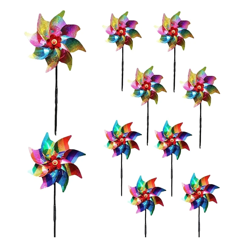 

10Pcs High Reflective Bird Scarer Windmill,Bird Deterrent Scarer Windmill,Effective Reflection Color Spinner, Spinners