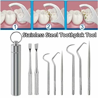 toothpicks pocket set steel reusable floss tooth picks with holder