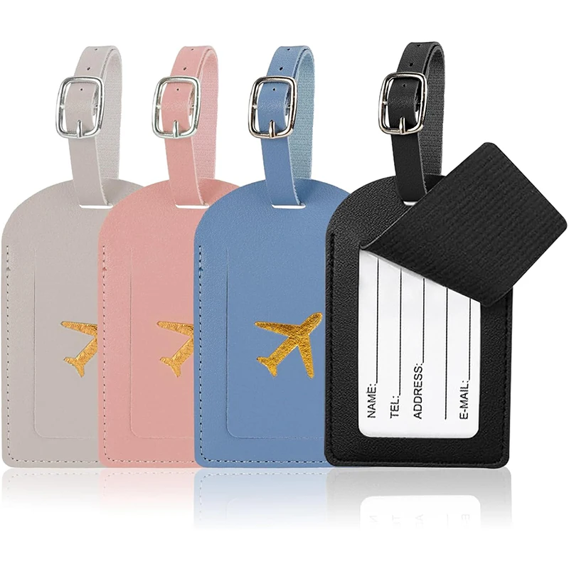 

Portable PU Leather Luggage Tag Suitcase Identifier Label Bag Tags for Lunggage Boarding Bag Tag Travel Voyage Accessories