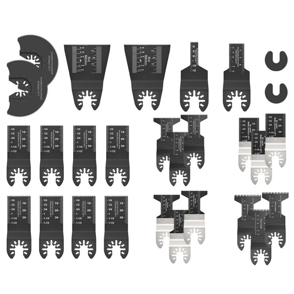 

28pcs Professional Quick Release Easy Install Multi Tool Shaping Durable Sharp Woodworking Oscillating Saw Blade Set Grinding