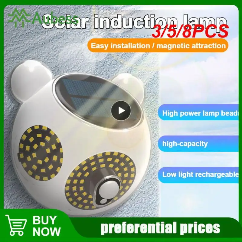 

3/5/8PCS Garden Pir Motion Sensor Wall Lamp 6000k White Light Waterproof 124 Led Lamp Outdoor Support Magnetic Installation