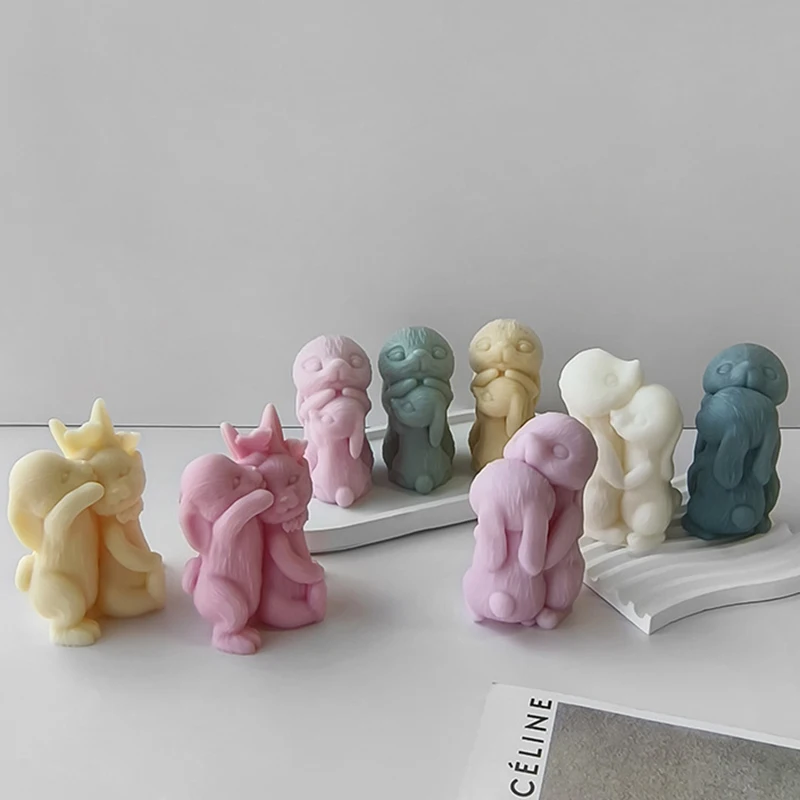 Пасхальная форма для подсвечника силиконовая 3D с кроликом формы свечей