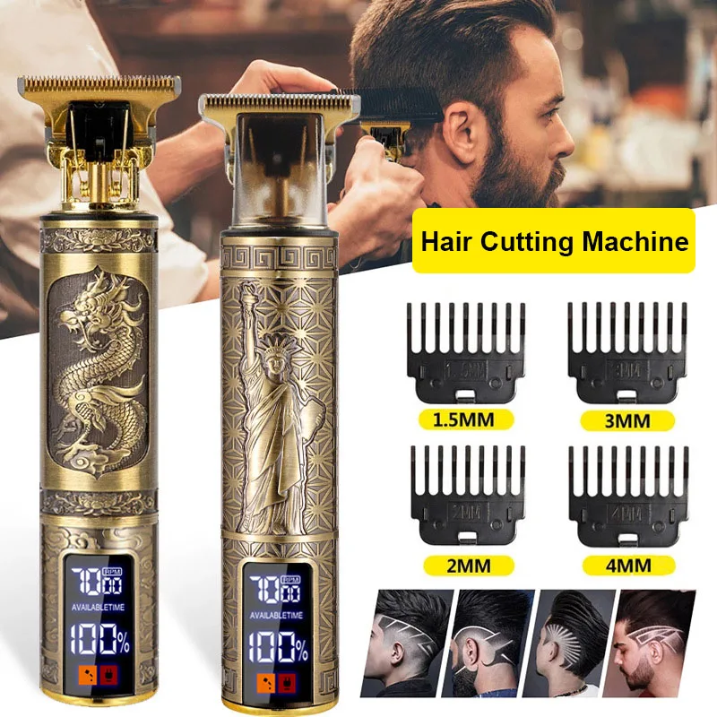 USB Metal Hair Cutting Machine Electric Hair Clipper LCD display Barber Electric Shaver Men's Professional Hair Trimmer Machine
