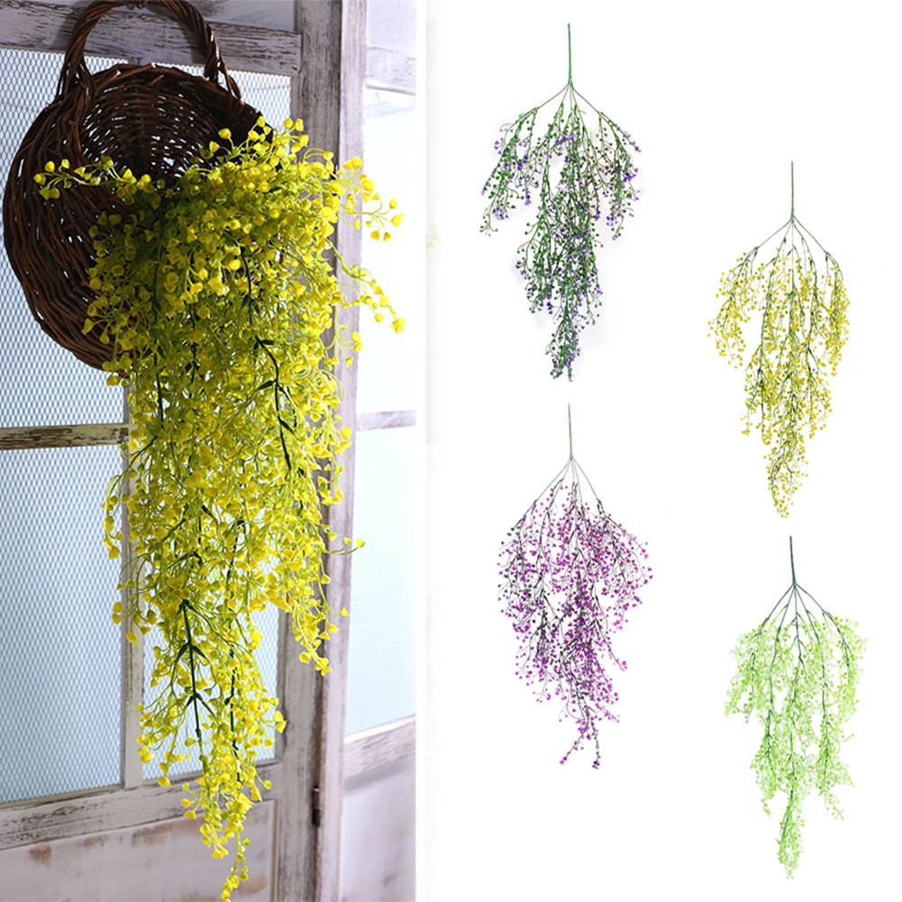 

Artificial Flower Admiralty Willow Artificial Flower Vine Green Leafy Plant Hanging Basket Rattan Home Garden Decor NEW