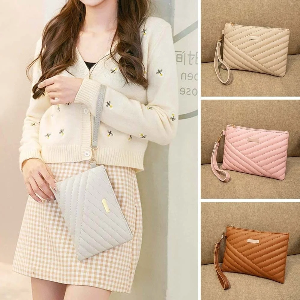 

Hot High Quality Stylish Pu Leather Wristlet Bag Envelope Shopping Bag Traveling Portable Small Purse Clutch for Women