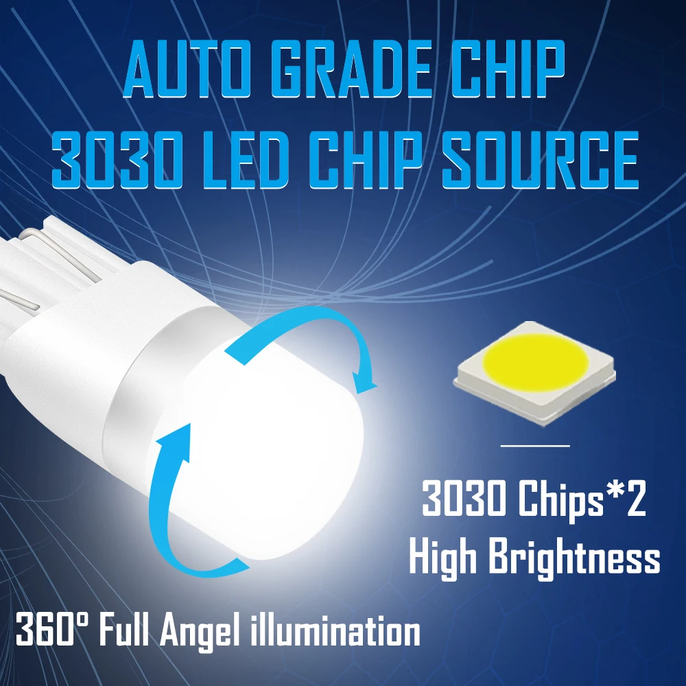 STELLA 8-упак. T10 Светодиодные Автомобильные Сигнальные Лампы 360 Градусов Белый