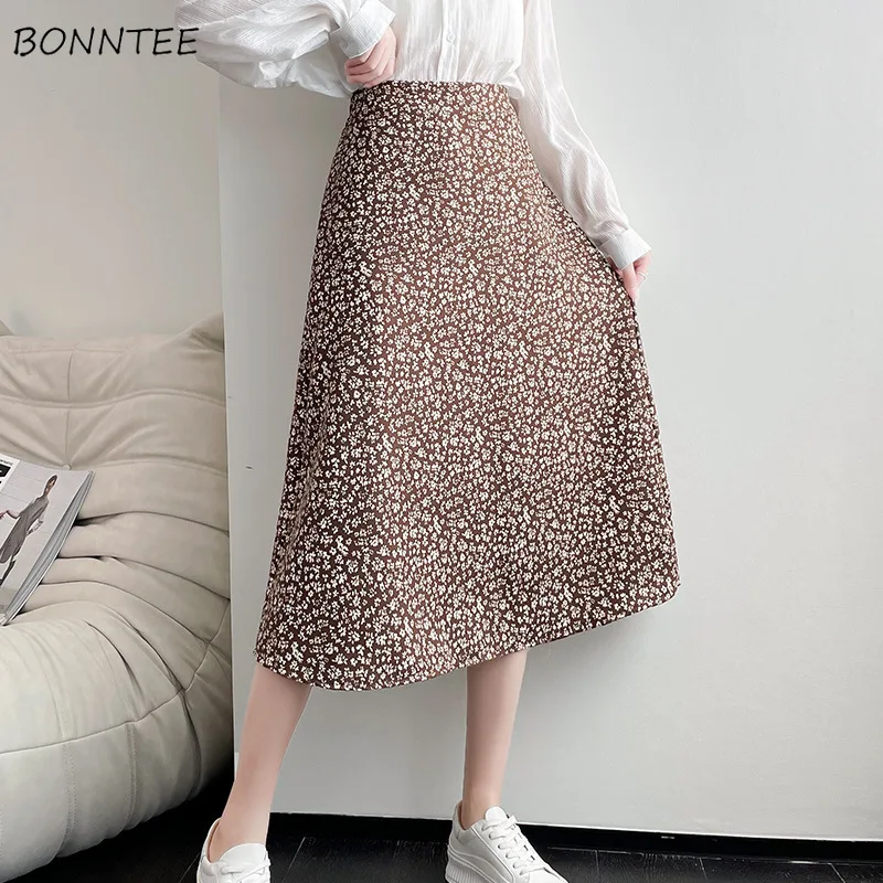 

Skirts Women Sweet Lovely Elegant Floral High Waist Breathable Casual Korean Style Trendy New All-match Ins Fashion Ulzzang Chic