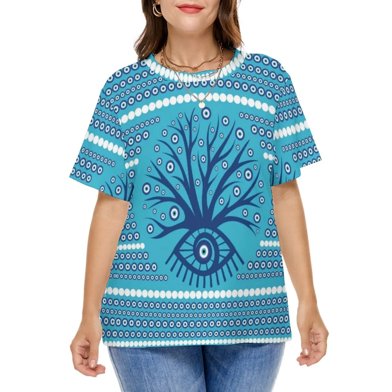 

Greek Eye Tree T-Shirt Evil Eyes Mati Mataki Harajuku T-Shirts Short Sleeve Street Wear Tshirt Summer Graphic Tops Plus Size 5XL