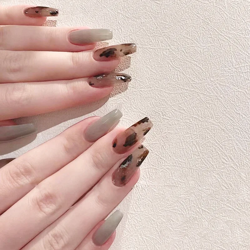 

JP1538 Crystal Nails Set Press on Ballerina Fingernails Medium Length