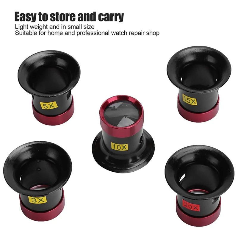5 шт. увеличительное стекло 3X 5X 10X 15X 20X для глаз кольцо ювелирные изделия