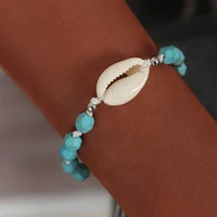 summer acrylic turquoise chain sea shell bracelet for girls rope chain bracelet adjustable beach bracelets women charm jewelry