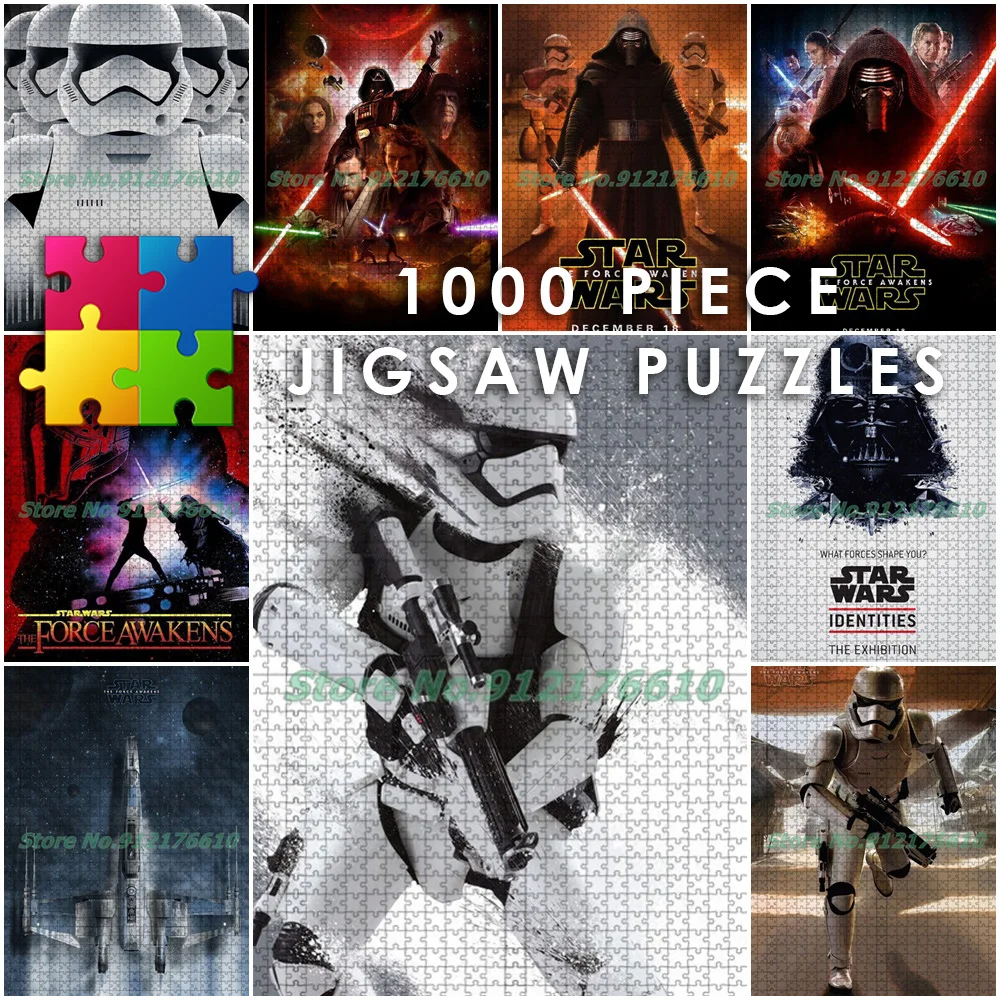 

Star Wars Force Awakens Anime 1000 Piece Jigsaw Puzzles Darth Vader Yoda Puzzles Paper Diy Decompress Educational Toys Gifts
