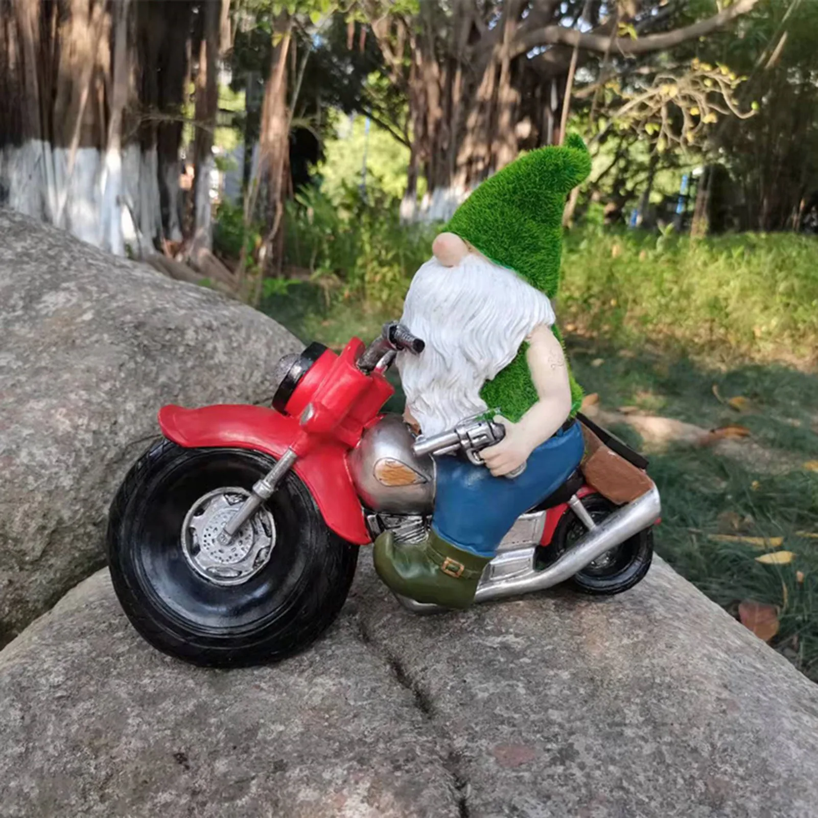 

Непослушная садовая статуя гнома для мотоцикла с солнечной зарядкой, передние фары, подарок для любителей мотоцикла, украшение для дома, внутреннего двора