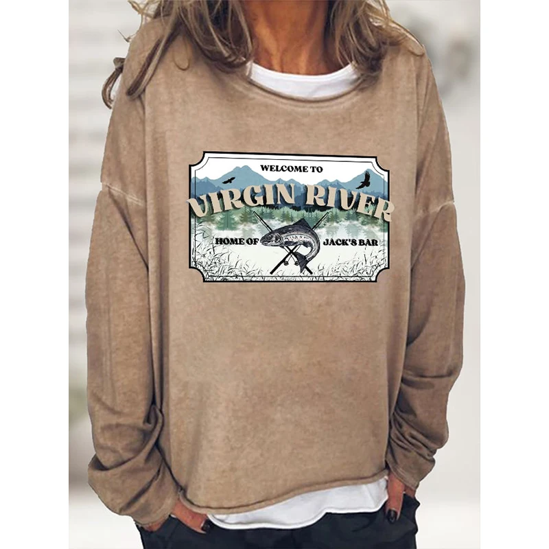 

Rheaclot Welcome To Virgin River Jack's Bar Women's Retro Vintage Cotton Long Sleeve SweatShirt