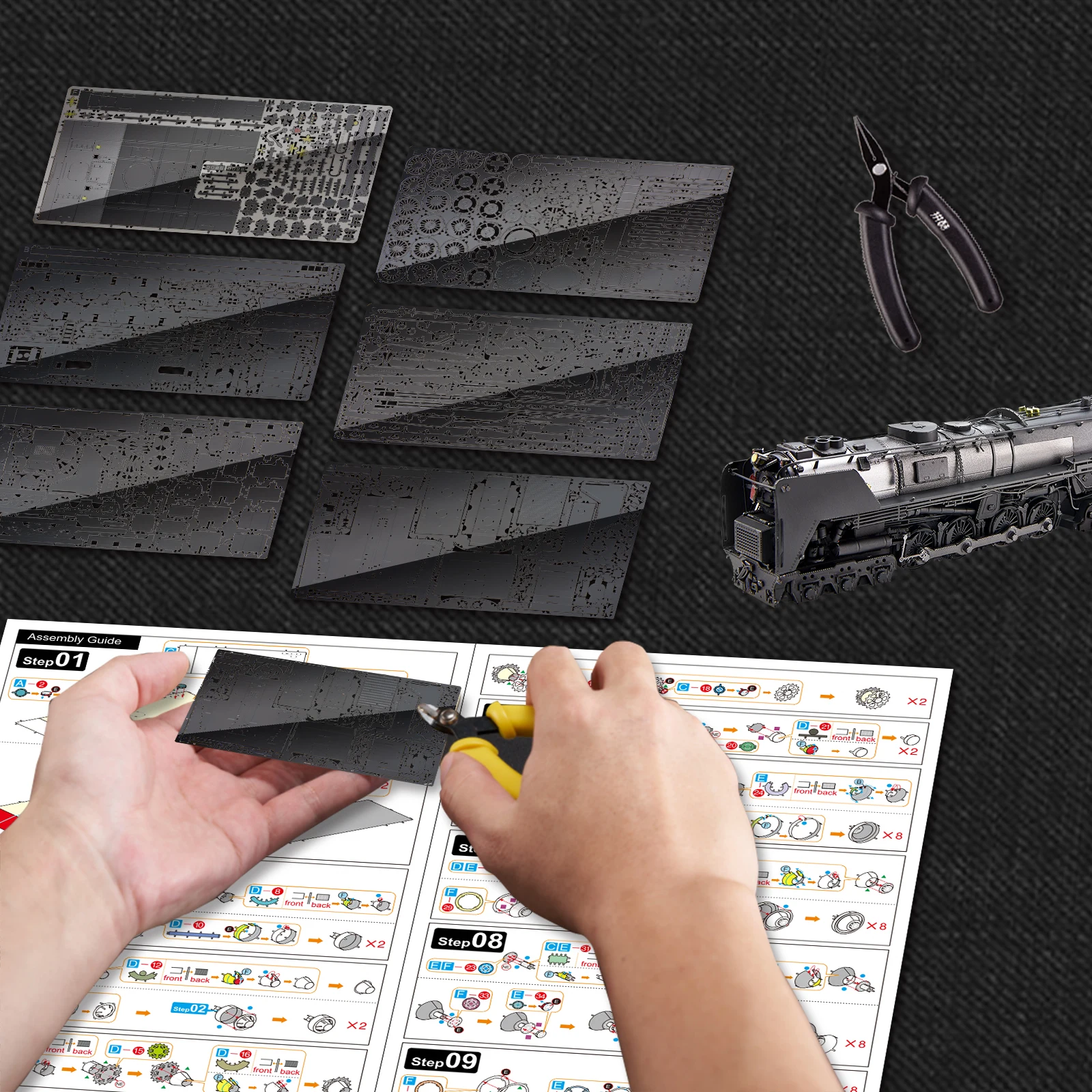 Металлические 3D-пазлы Piececool для сборки локомотива