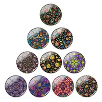 flower colorful pattern printing photo round glass cabochon dome flat accessories diy charms jewelry findings hot sale fhw722