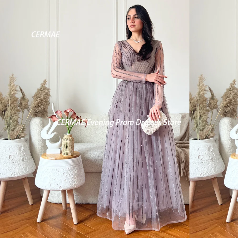 

CERMAE Tulle A-line Sweetheart Sequins Prom Gown Ruffle Populer Floor-Length Evening Formal Elegant Party Dress for Women 2023