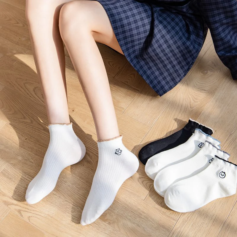 

Забавные носки Frilly панда авокадо с животным принтом Белые Черные милые кавайные женские носки женские хлопковые Harajuku модные Socken