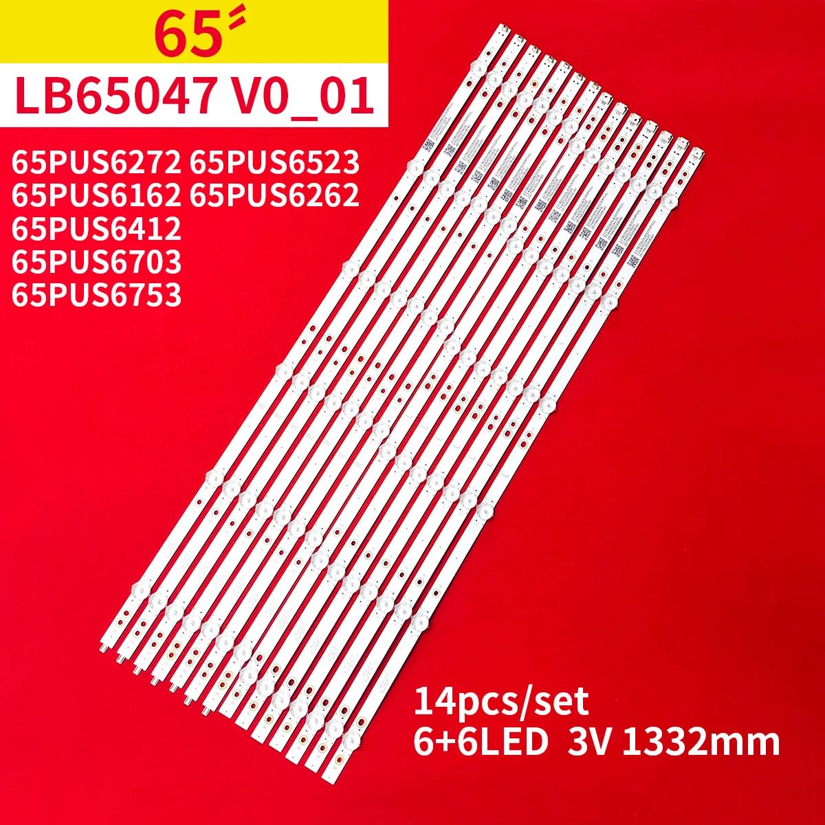 Подсветка для LB65047 V0 _ 01 65PUS6272 65PUS6523 65PUS6162 65PUS6262 65PUS6412 65PUS6703 65PUS6753/12 TPT650UA, 14 шт.