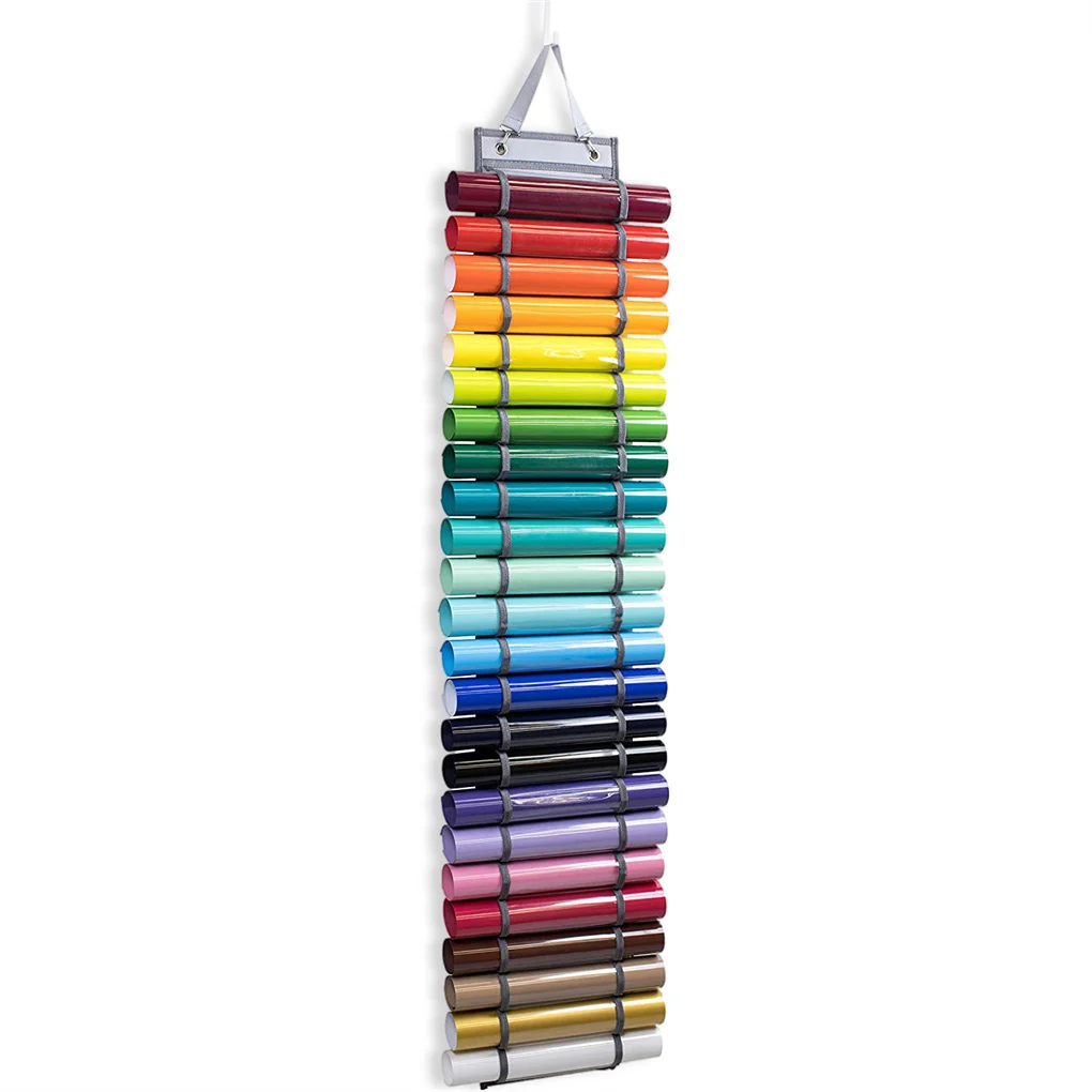 

Wall-Mount Vinyl Roll Holder 24 Compartment Space-Saving Clear Storage Bag Living Room Door Hanging Organizer Supplies