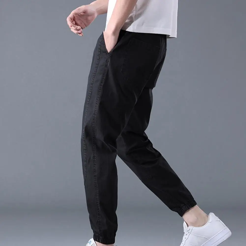 

2022 Men's Harem Pants Solid Color Patchwork Summer Drawstring Pockets Sweatpants Streetwear Hip Hop Sweatpants Male Trousers