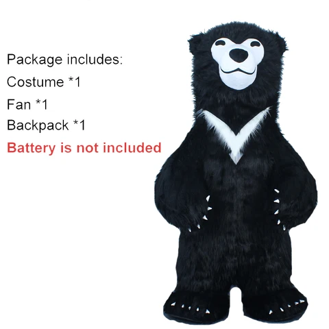 SAYGO новый надувной черный костюм белого медведя с улыбкой талисман для рекламы Рождество Хэллоуин Взрослый пушистый карнавальный костюм