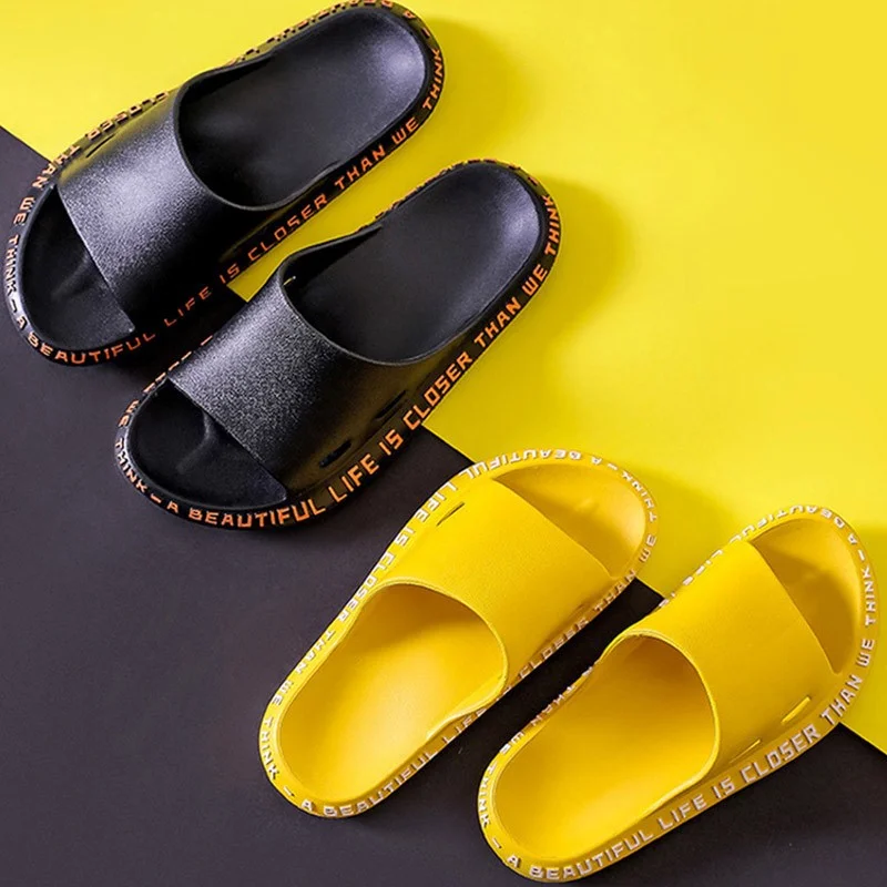 

Шлепанцы для мужчин и женщин, Нескользящие сандалии с алфавитом, летняя пляжная обувь, дизайнерские тапочки для улицы и дома