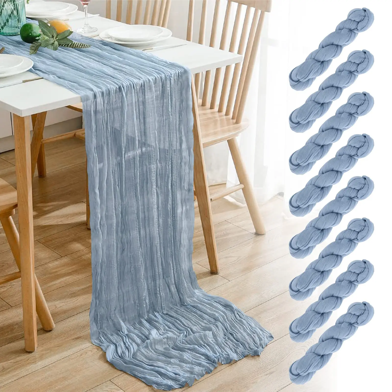 

10/1Pcs Wedding Table Runner Linen Cotton Tablecloth Sage Green Gauze Table Runner Cheesecloth Table Cover for Dinning Decor