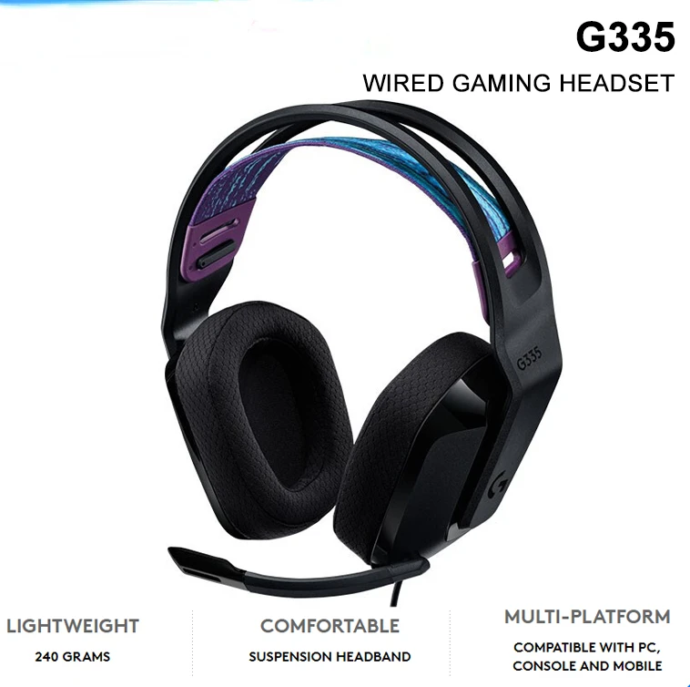 

Проводная игровая гарнитура Logitech G335 с аудио-интерфейсом 3,5 мм, игровые стереонаушники с Виртуальным объемным звуком 7,1