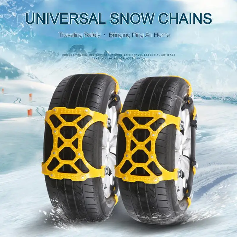 

4pcs Car Snow Chain Universal Car Tire Anti-skid Chains Thickened Beef Tendon Wheel Chain Winter Snow Mud Road Roadway Safety