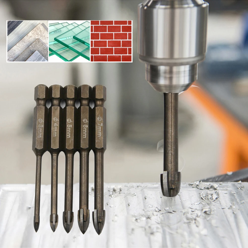 

5pcs Ceramic Glass Tile Drill Bit Set Carbide Electric Screwdriver Head Parts Ceramic Tiles Marble Drilling Bits