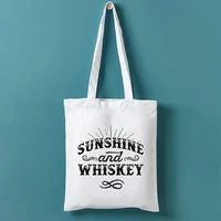 sunshine and whiskey shopping bags fashion drinking canvas tote bag alcohol custom bag mama friendly products reusable
