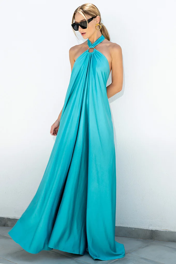 

Beach Maxi Dress 2022 Summer Sexy Suspender Satin Party Dresses Robe
