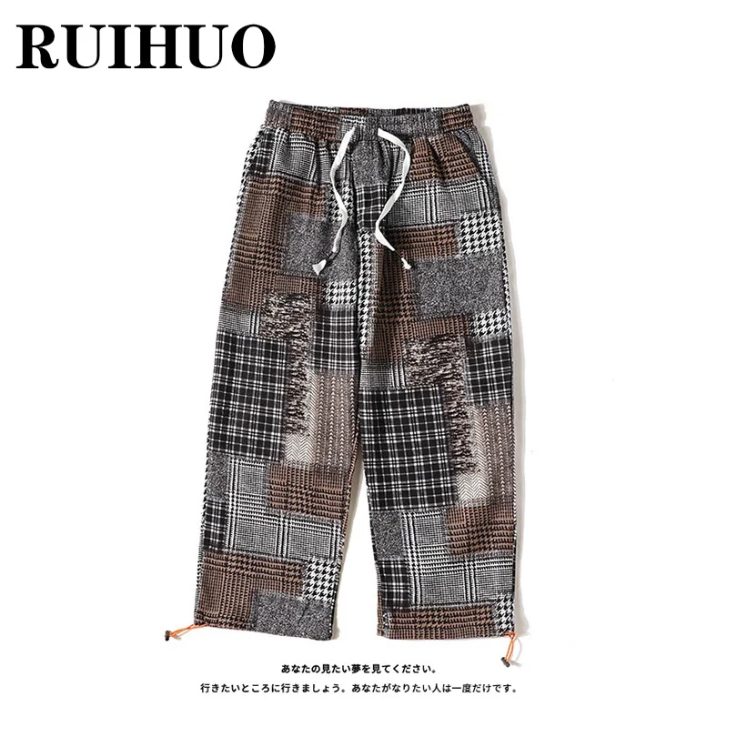 Винтажная одежда RUIHUO мужские брюки повседневные в китайском стиле Новое