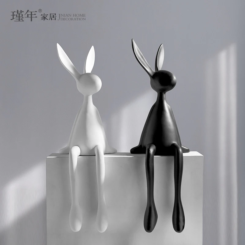 

Nordic minimalist modern creative animal sitting posture rabbit ornaments children's room living room interior soft decorations