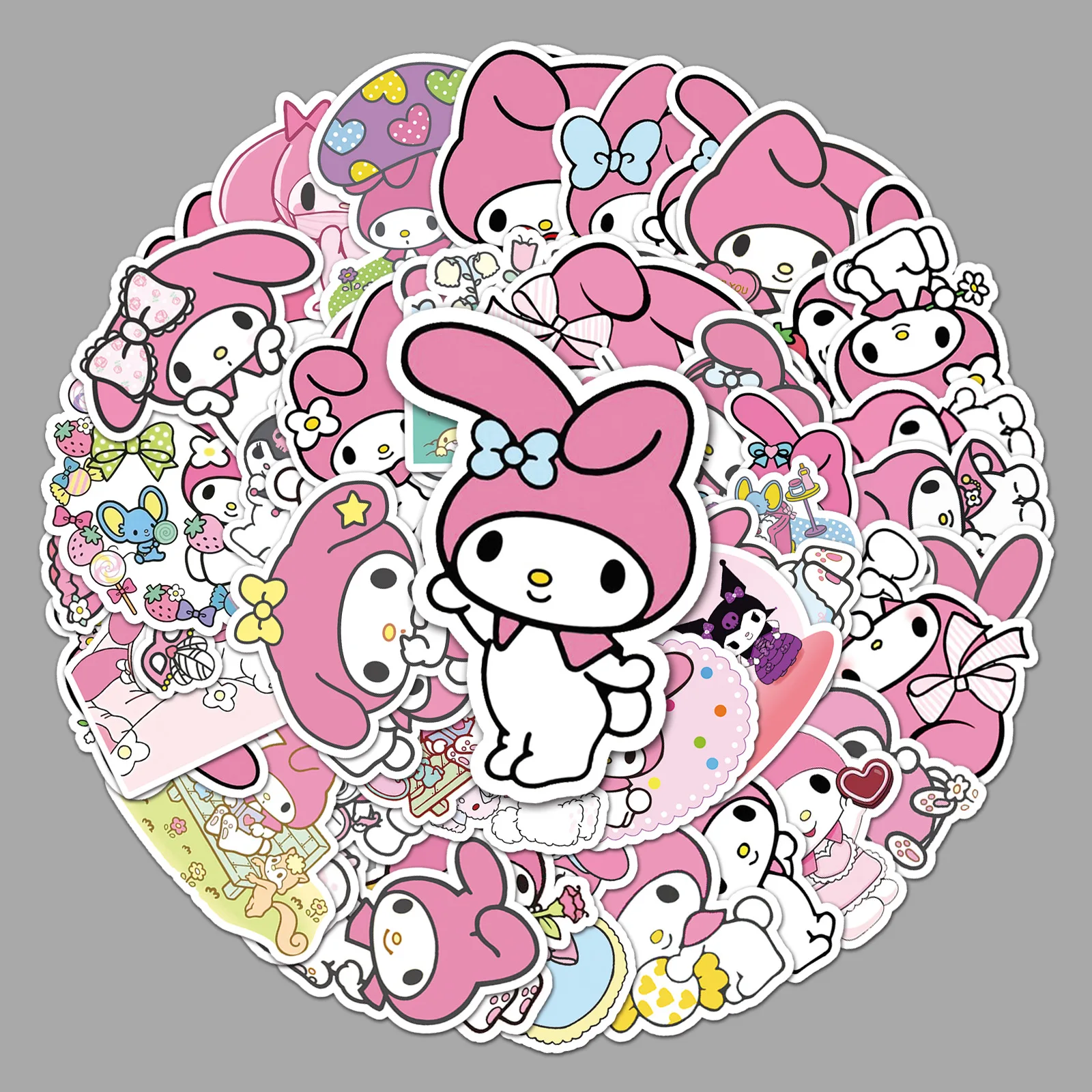 

50pcs Kawaii Cartoon Pink Melody Stationery Sticker for Phone Case Fridge Stationery Scrapbook Decal Graffiti Sticker for Kids