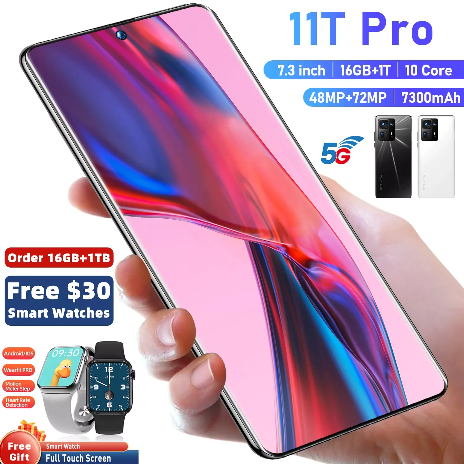 Смартфон Xiaomi T11 PRO 16 ГБ + ТБ Android Qualcomm Snapdragon 888 две карты разблокированные мобильные