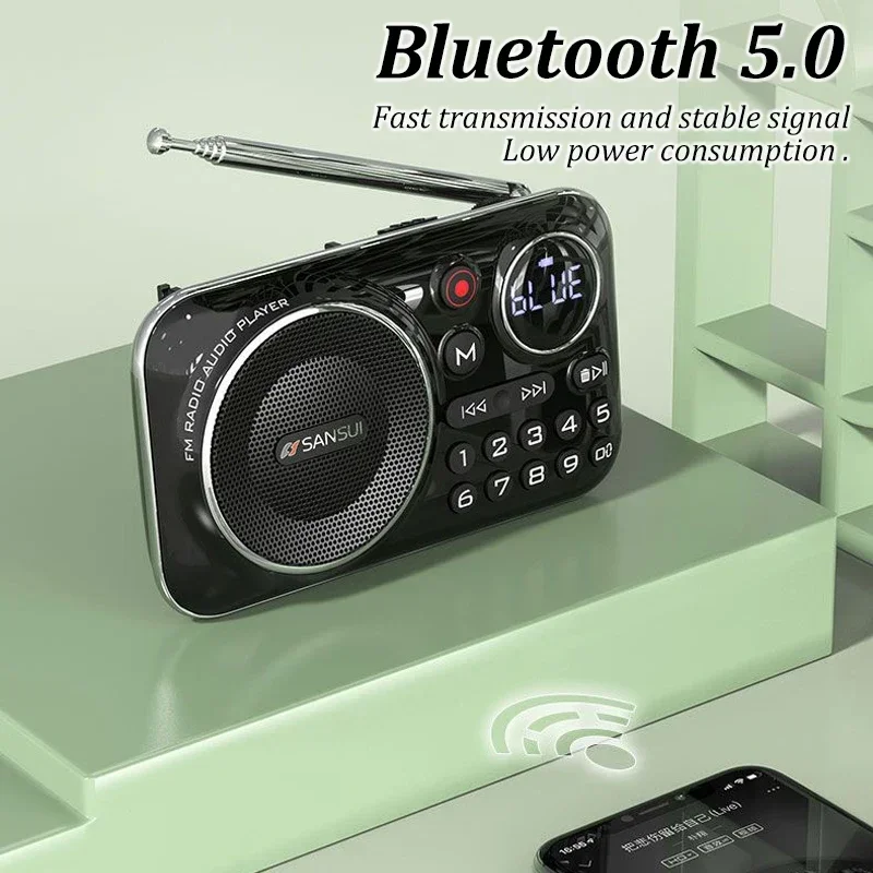FM-радио Bluetooth динамик для пожилых людей HiFi TF/USB MP3 музыкальный плеер с поддержкой