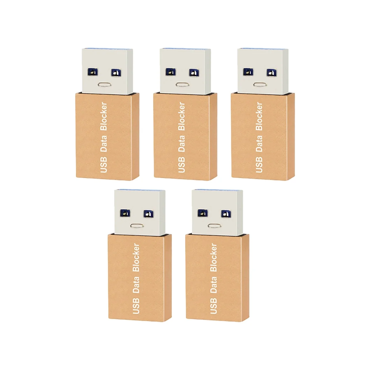 

5PCS USB Data Blocker Charge-Only USB Blocker Adapter for Blocking Data Sync Protect Against Juice Jacking Gold