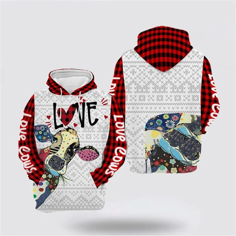 3d Print Cow Graphic Hoodies Men Women Autumn Fashion Sweatshirts Pullovers Christmas Pattern Tops Personality Oversize Clothes