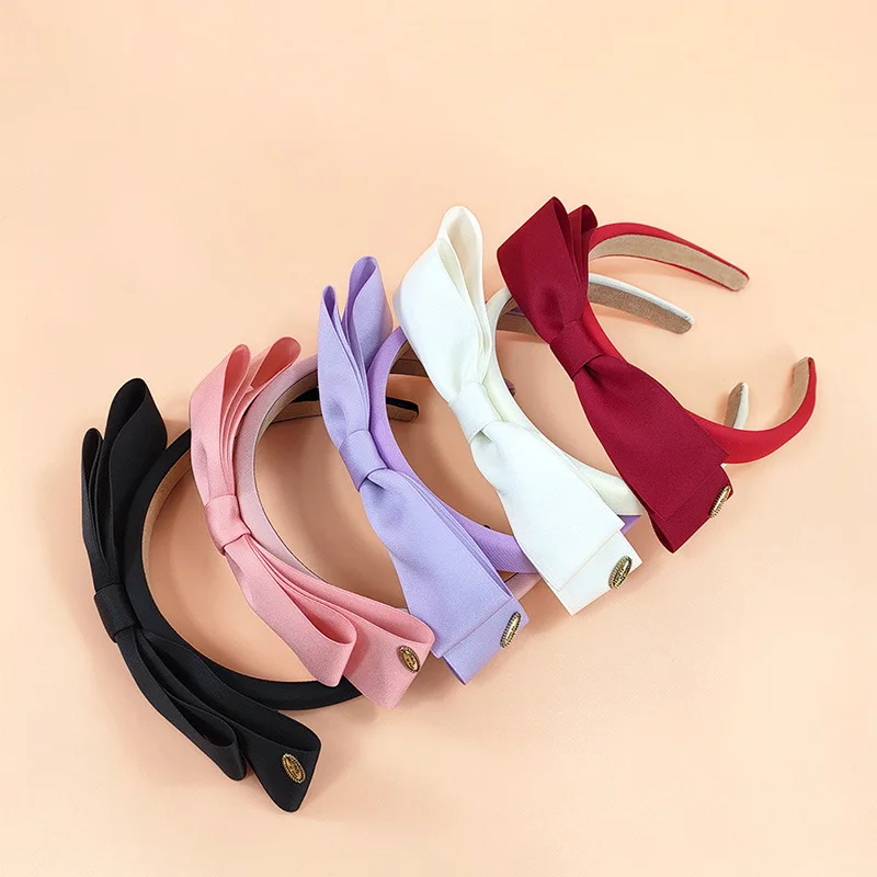 

New Cotton Material Bow Hairband Girls Go Out To Take Photos Simple Fashion Solid Color Flower Headband