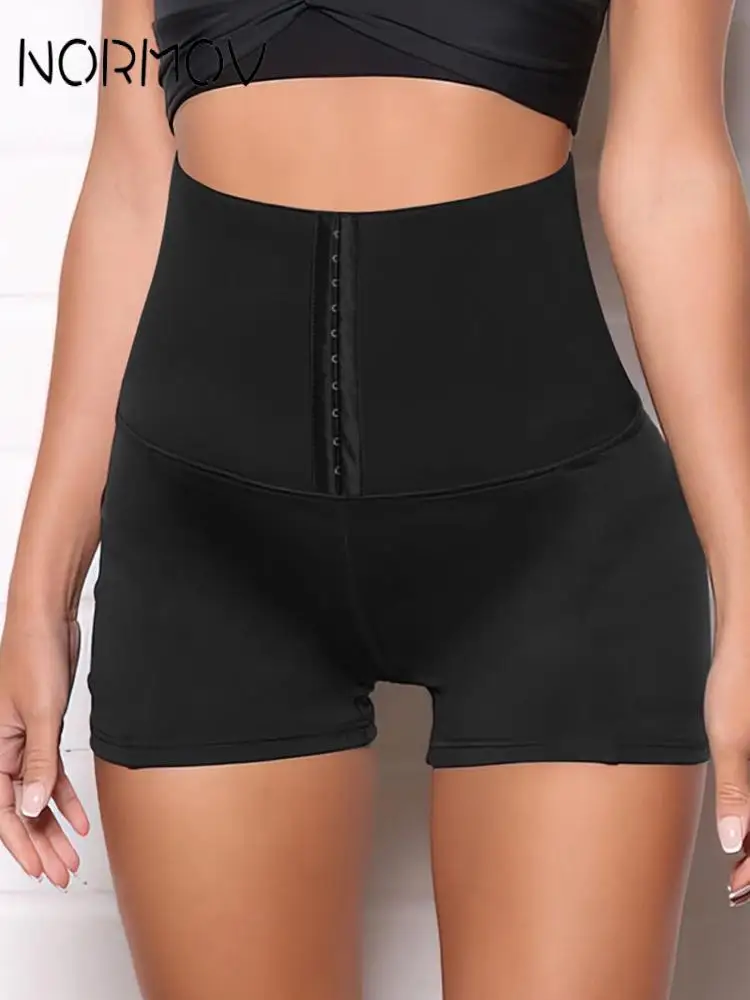 

NORMOV High Waist Women Sport Shorts Breasted Solid Color Gym Shorts Fitness Gym Clothing workout Push Up Yoga Shorts Jogging