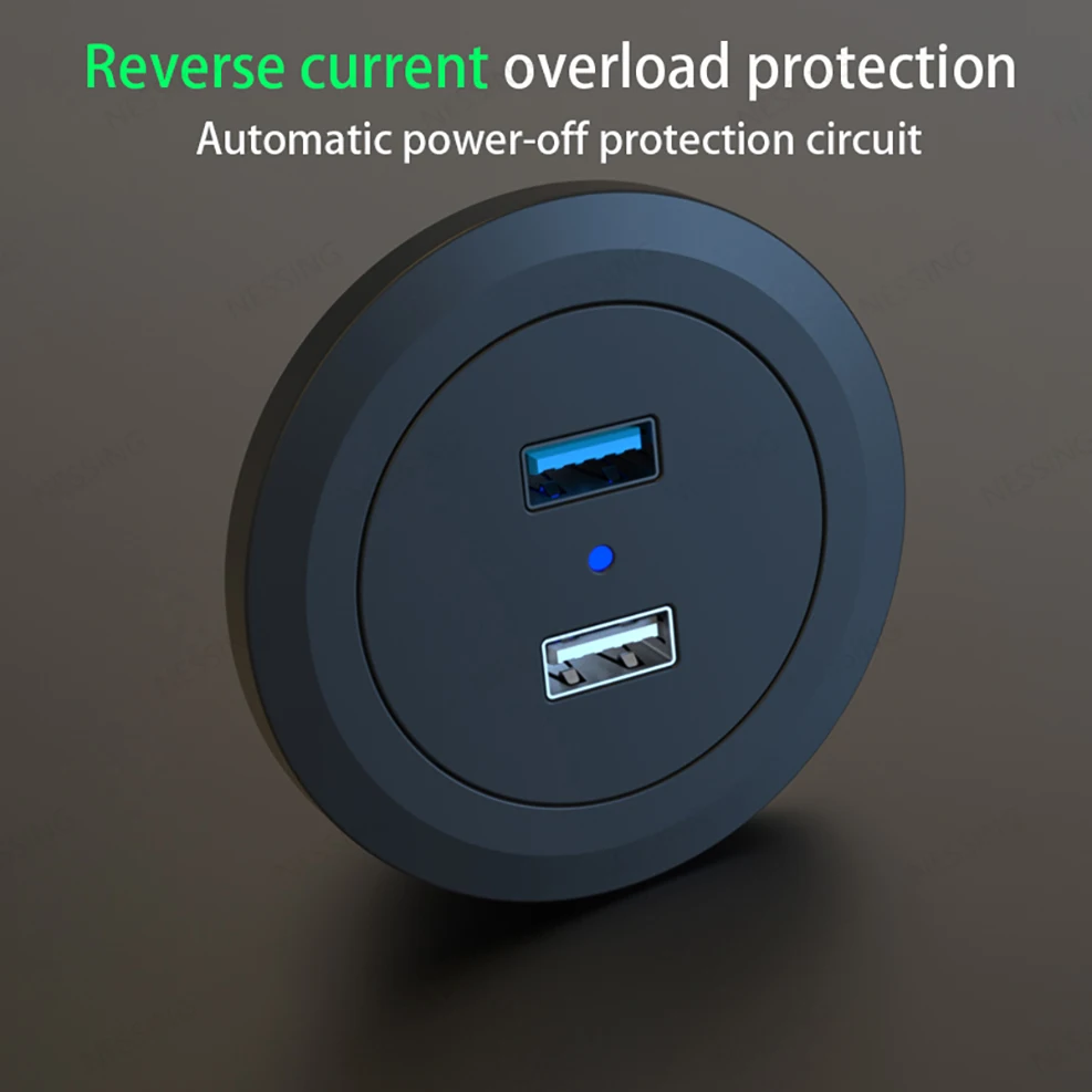 Фото Двойной USB-Люверс Отверстие В Столе Скрытое крепление QC3.0 КОНЦЕНТРАТОР Для Портативных ПК Компьютер Передачи Данных Адаптер Для Зарядки Мобильного Телефона Розетка №4