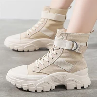 casual women canvas shoes 2022 spring autumn section thick high top womens boots trend comfortable soft outdoor women booties