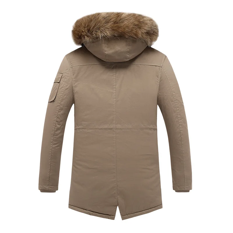 Men's Fashion Mid-length Plus Velvet Thick Padded Jacket Winter Detachable Hooded Warm Jacket Korean Style Clothes for Men