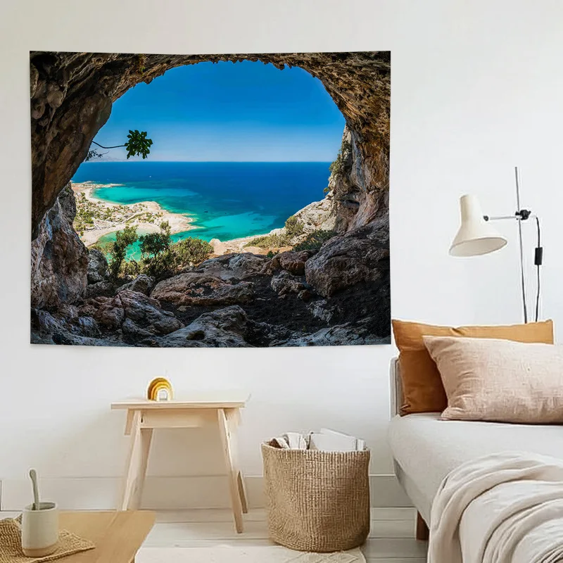 

Nordic Style Sofa Sets Seaside Scenery Wall Decor Blanket Tapestry Decoration Picnic Mats Aesthetic Room Decor Carpet Curtains