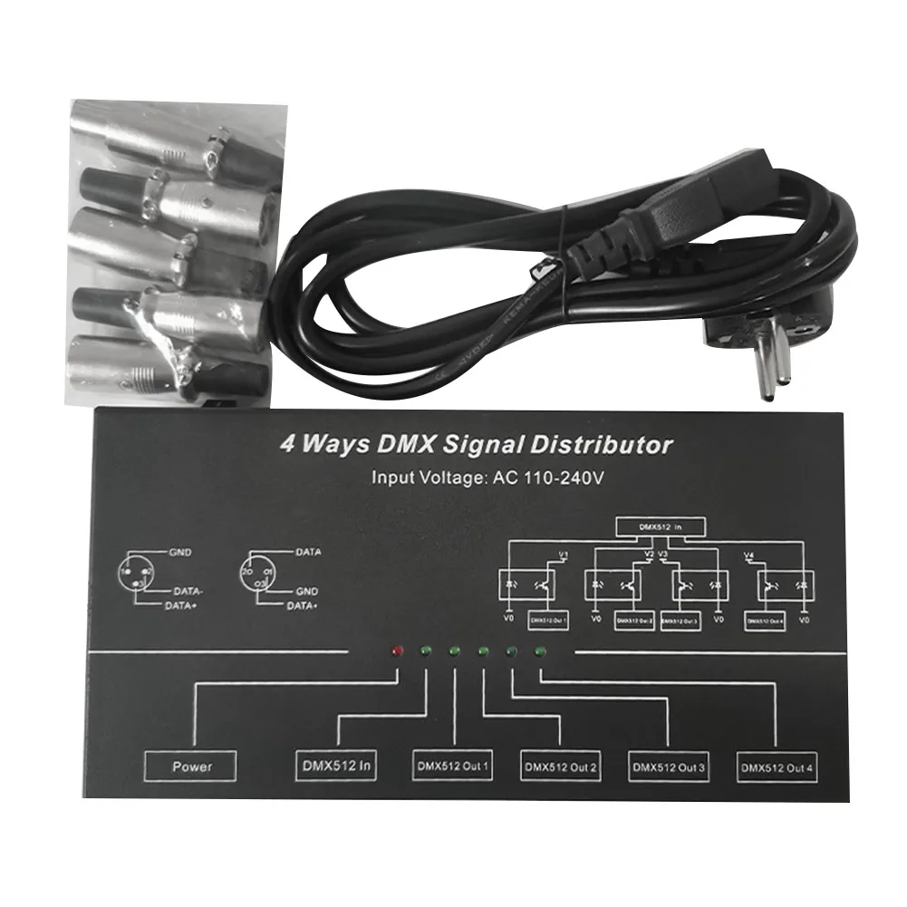 Разветвитель усилителя DMX512 ретранслятор сигнала 1 канал DMX121 4 канала выходных